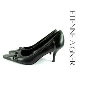 EUC Etienne Aigner Paulette black leather heels. 8.5M